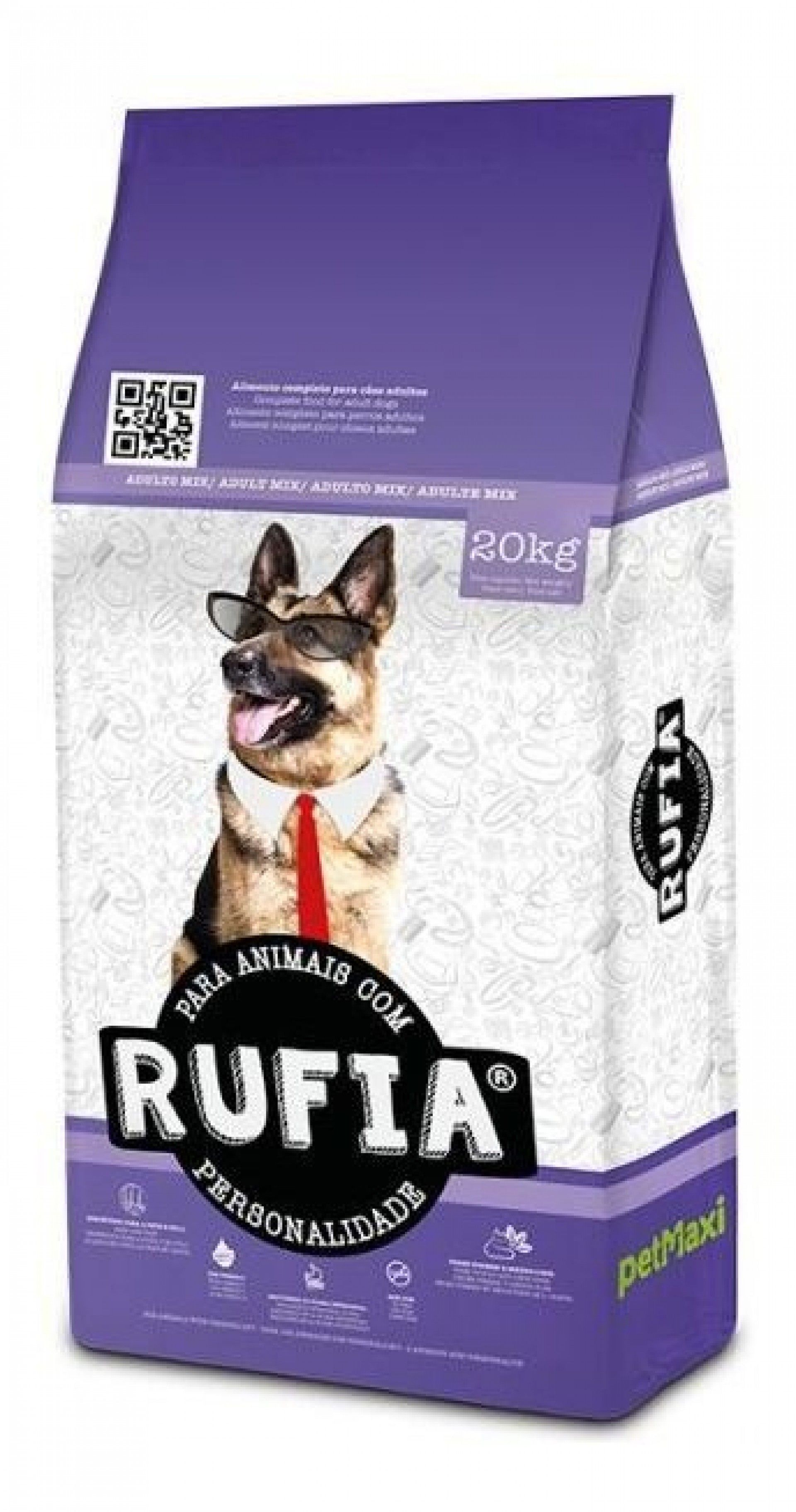 Raçao seca p/cao rufia 20kg adulto mix