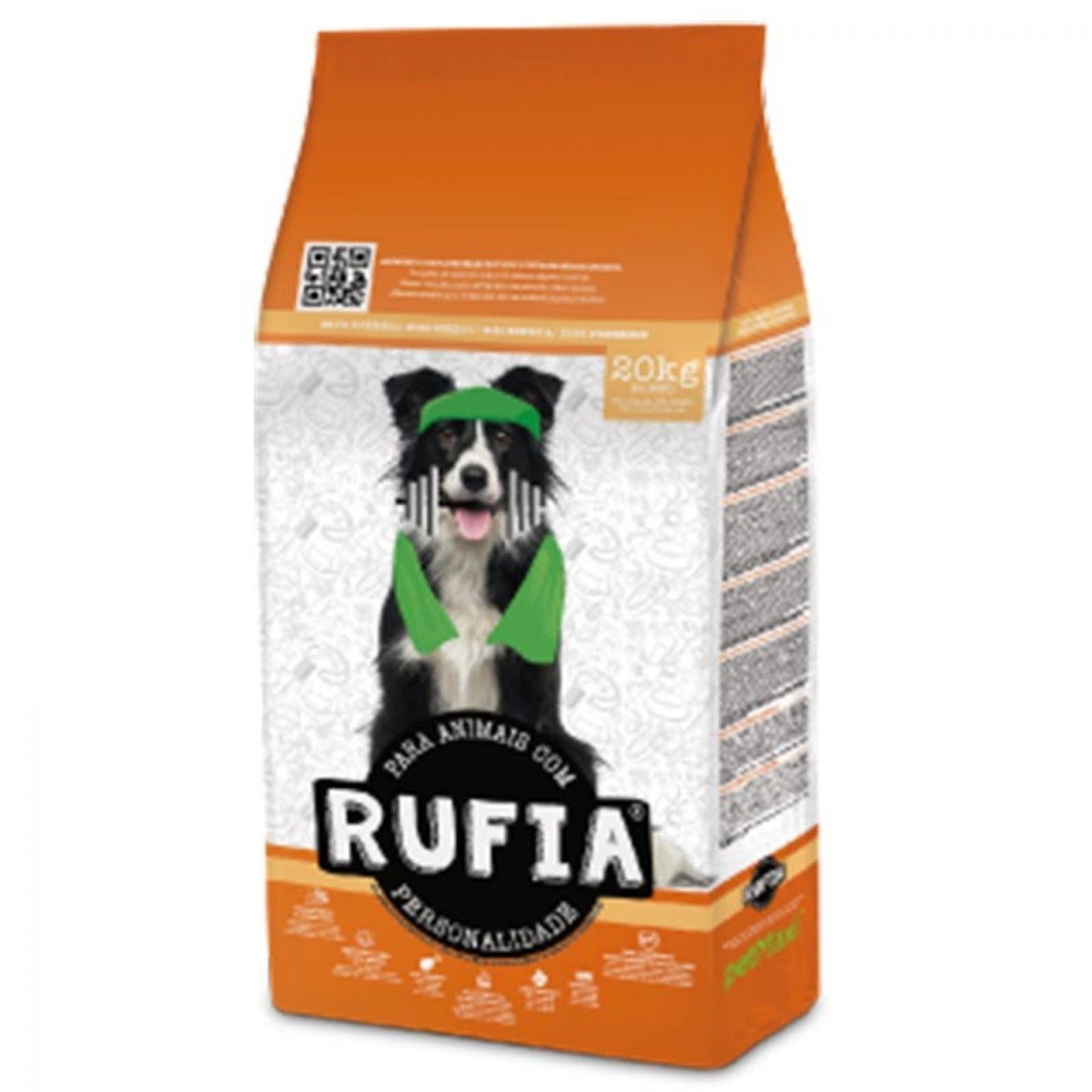 Raçao seca p/cao rufia 20kg adulto alta energia