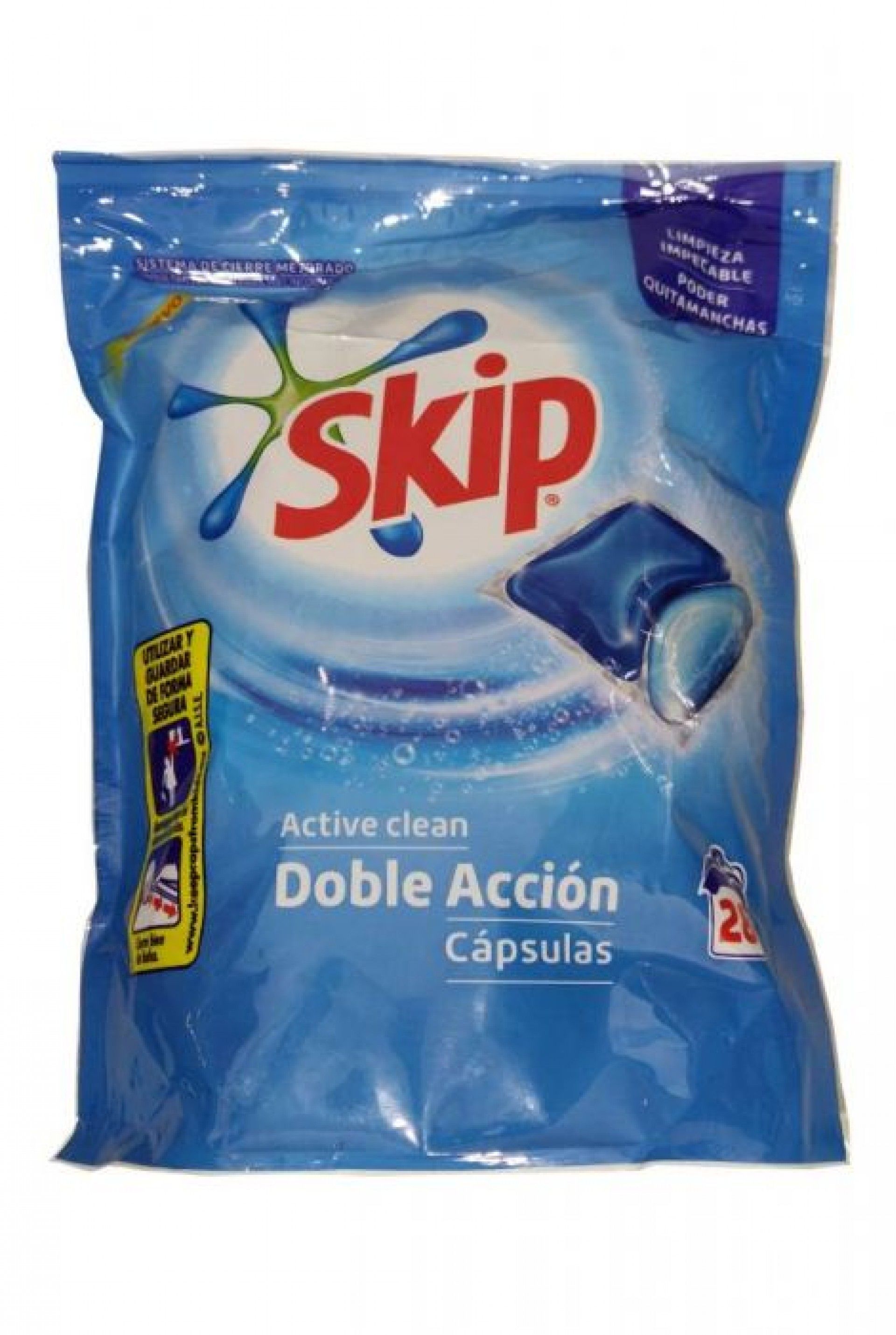Deterg. roupa capsulas skip active clean 28un