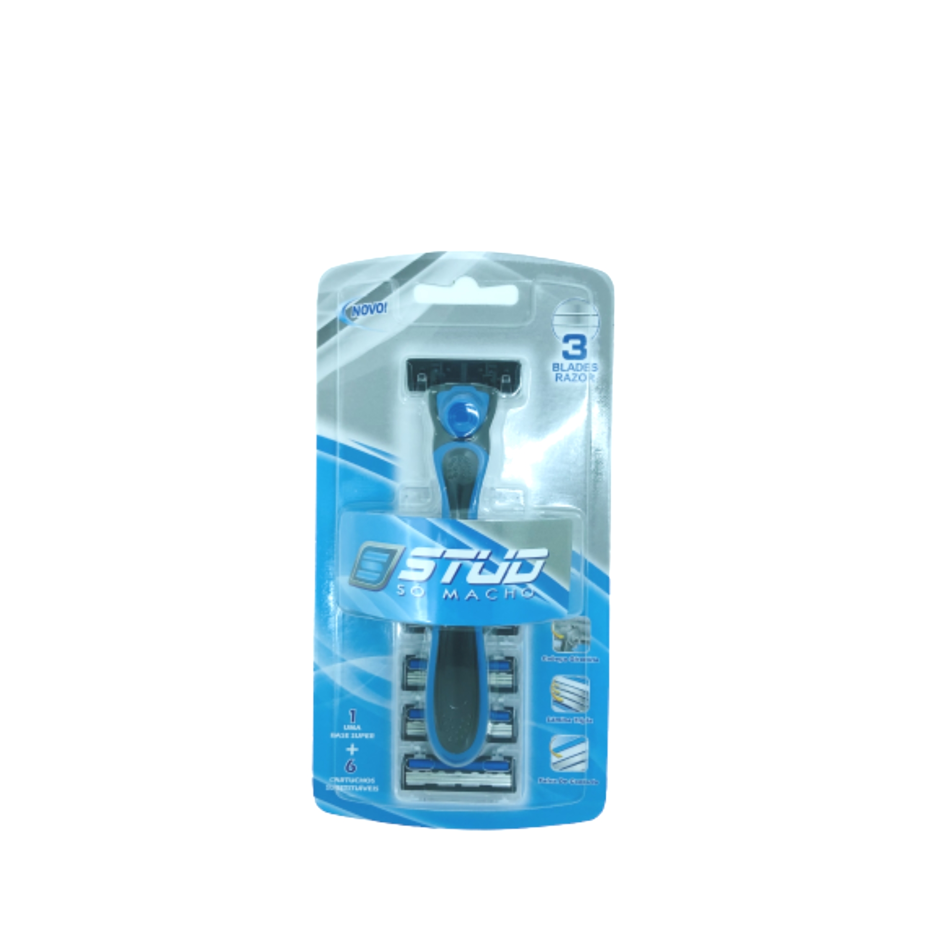 Gilete barbear stud iii blade razor c/6 recargas