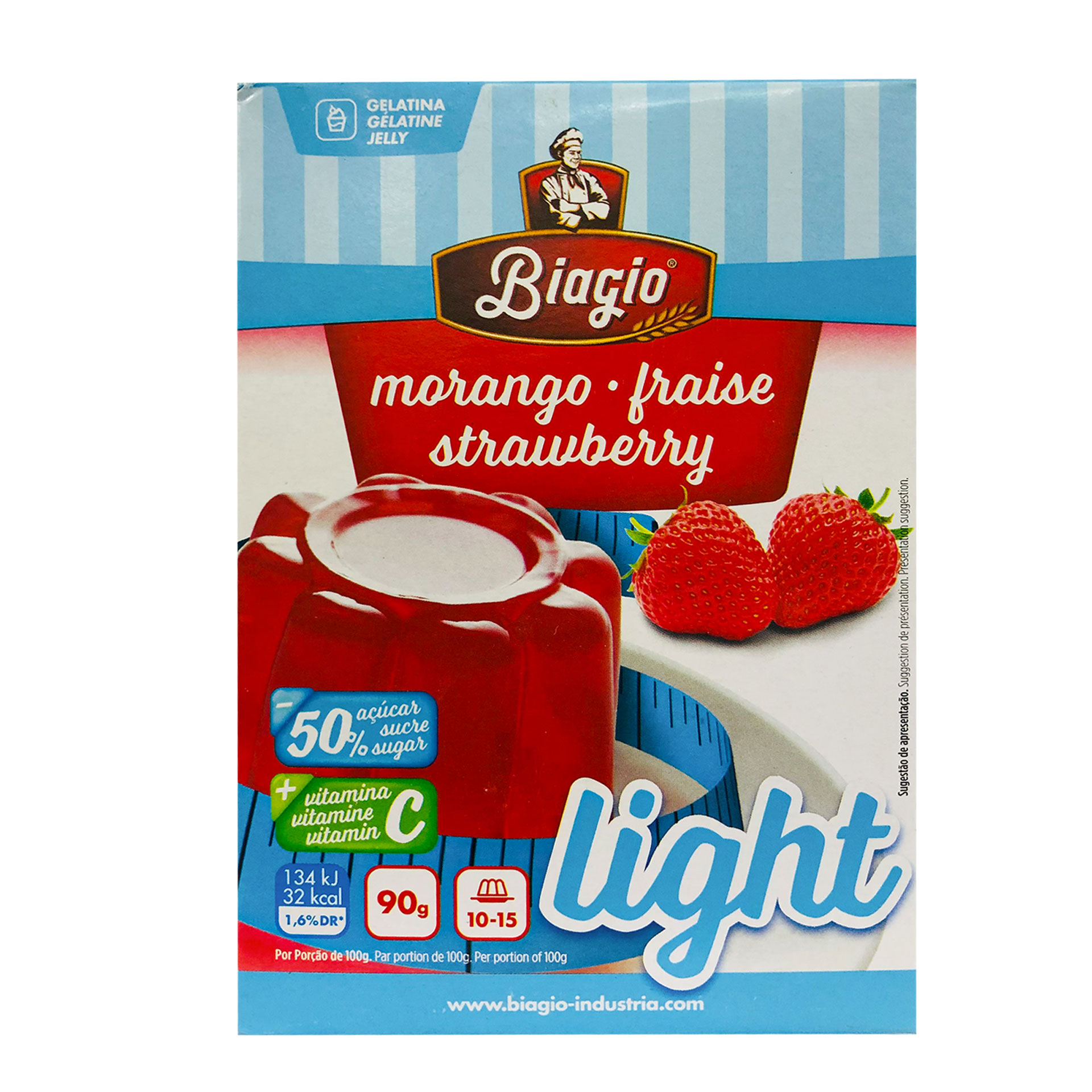 Gelatina light biagio 90gr morango
