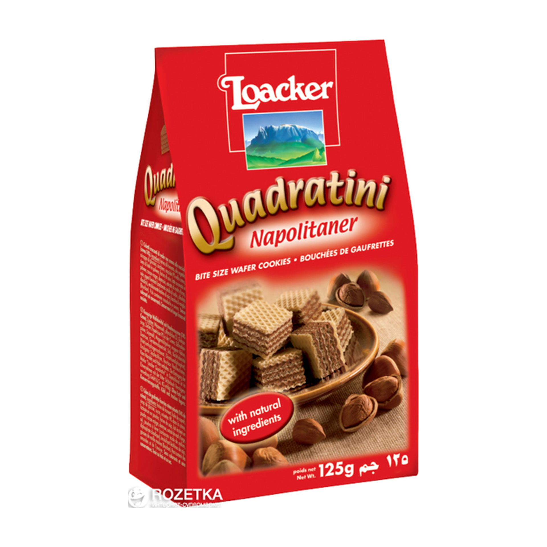 Bolacha wafer loacker quadratini 125gr napolitaner