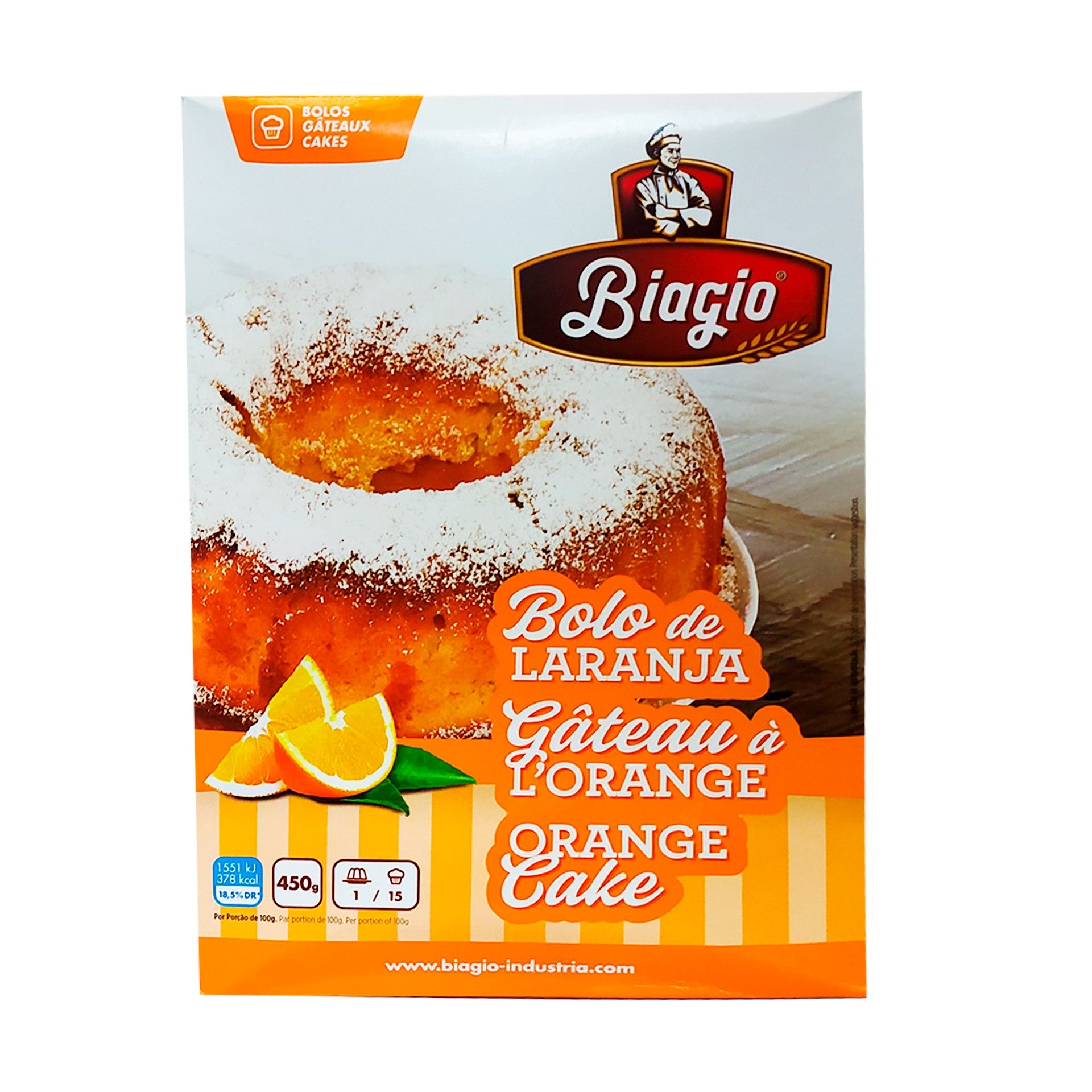 Preparado bolo laranja biagio 450gr