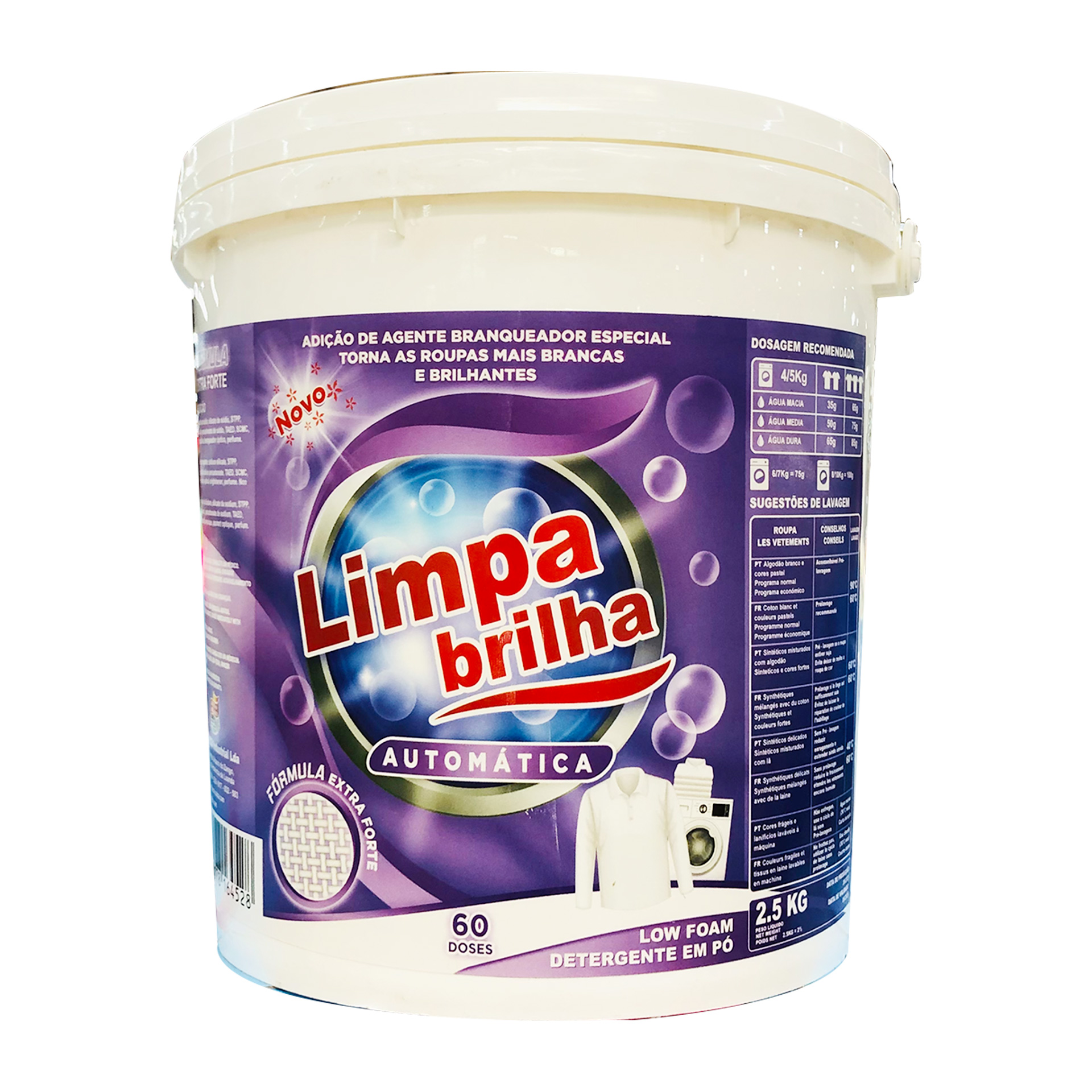Deterg. roupa po maquina limpa brilha 60d 2,5kg