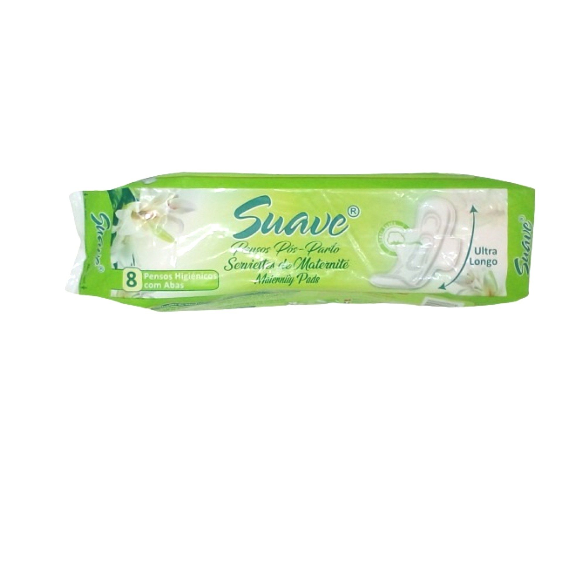 Penso higienico suave pos-parto ultra longo c/alas 8un