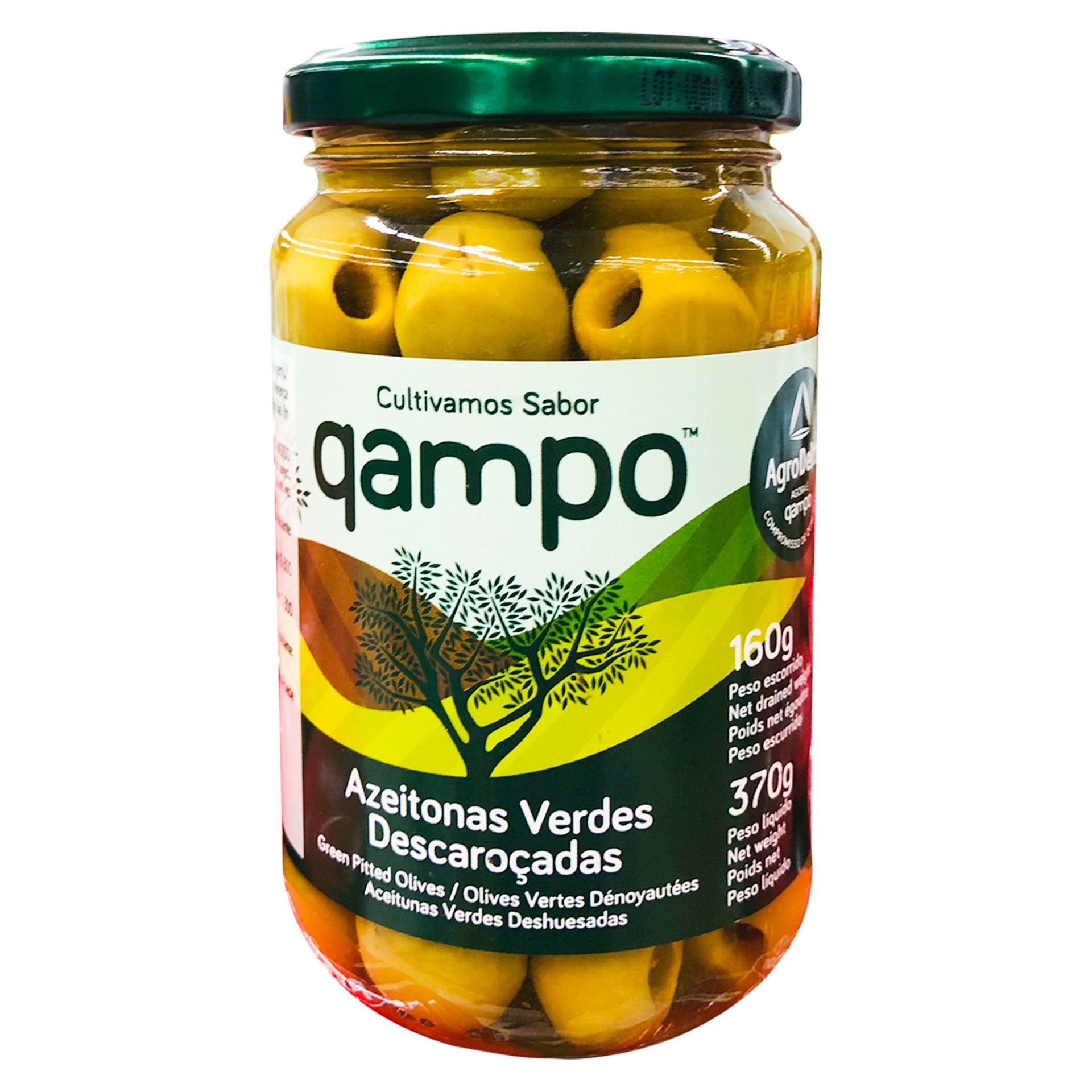 Azeitona verde descaroçada qampo frasco 160gr