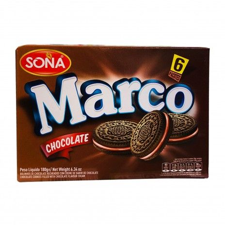 Bolacha c/creme sona marco 180gr chocolate