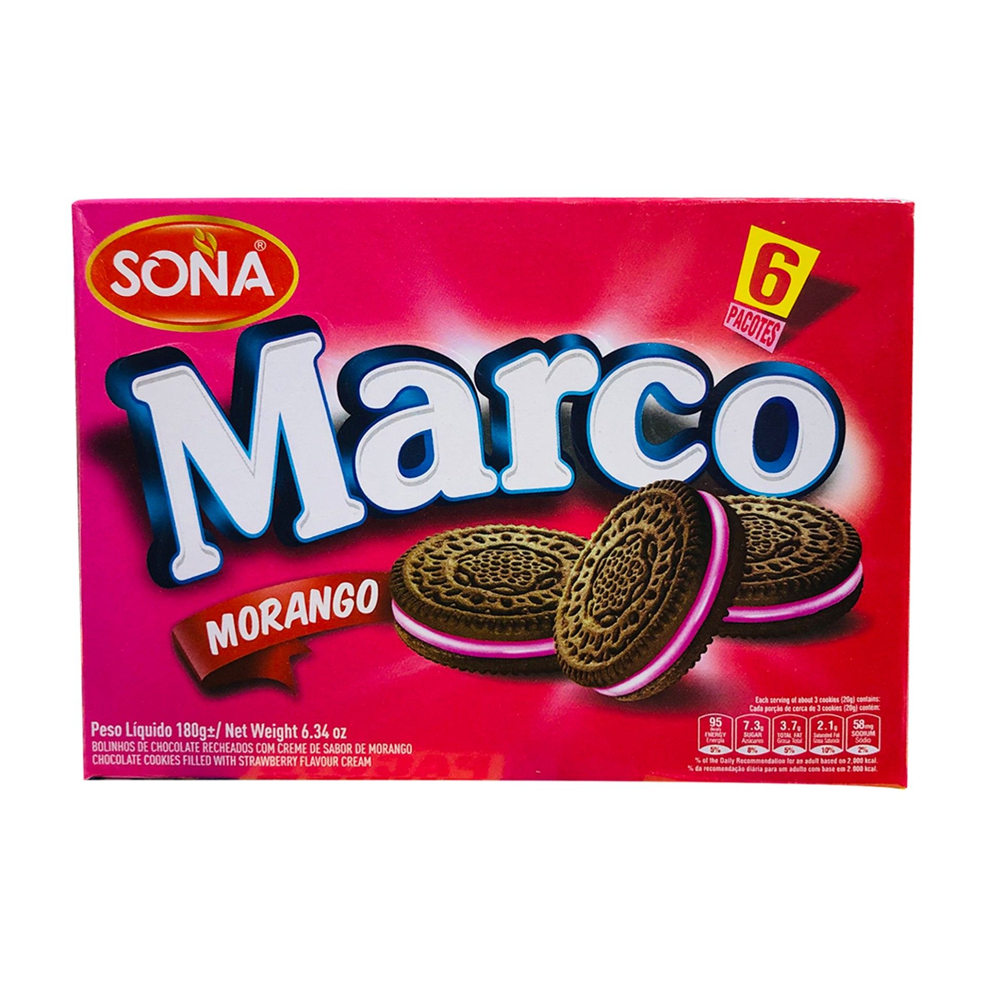 Bolacha c/creme sona marco 180gr morango